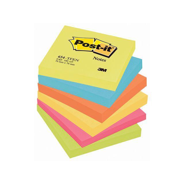 3M Post-It Bloc 100 Notes Adhésives Fluo 76x76-Bloc Notes-3M-Papeterie du Dôme