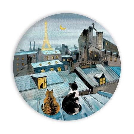 CRT Magnet Décapsuleur-Papeterie-Carte d'art-Chats sur Toit de Paris-Papeterie du Dôme