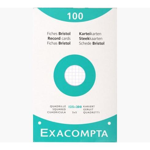 EXA Étui 100 Bristol 125x200-Bristol-Exacompta-Quadrillé 5x5 perforé-Papeterie du Dôme