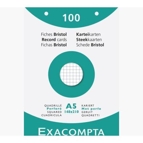 EXA Étui 100 Bristol 148x210-Bristol-Exacompta-Quadrillé 5x5 perforé-Papeterie du Dôme