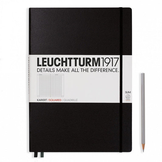 LCHT A4+ Master Slim Quadrillé-Carnet-Leuchtturm 1917-Noir-A4+-Quadrillé-Papeterie du Dôme